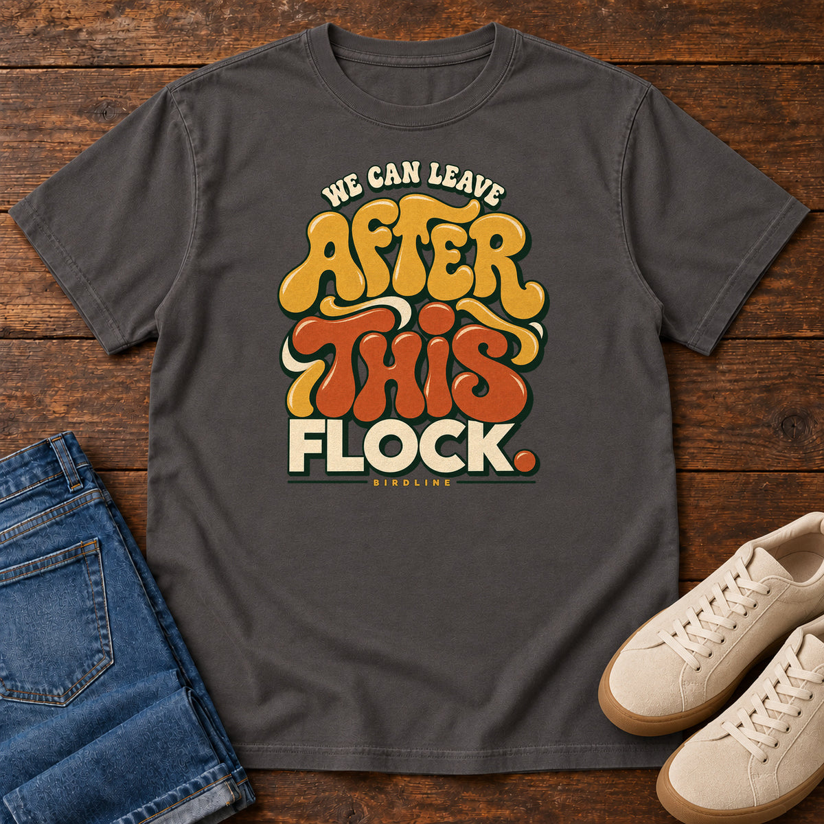 We Can Leave After This Flock T-Shirt in Graphite