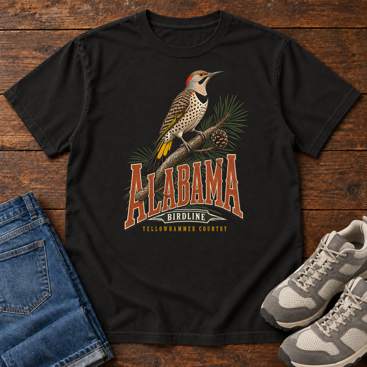 Alabama Yellowhammer Country T-Shirt in Black