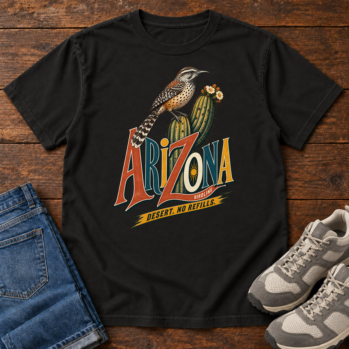 Arizona Desert No Refills T-Shirt in Black