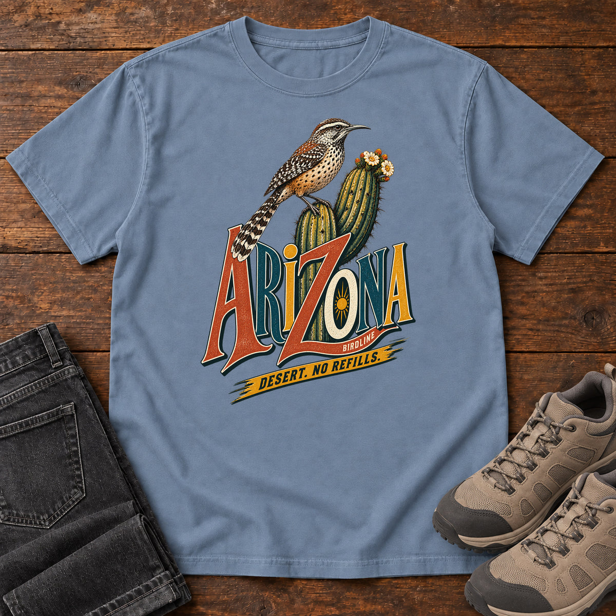 Arizona Desert No Refills T-Shirt in Blue Jean