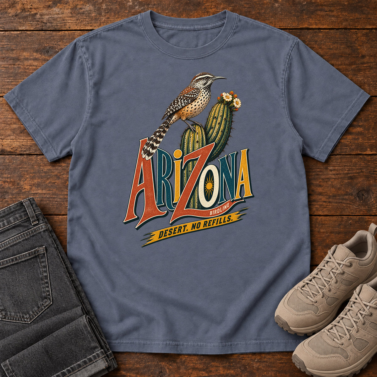 Arizona Desert No Refills T-Shirt in Denim