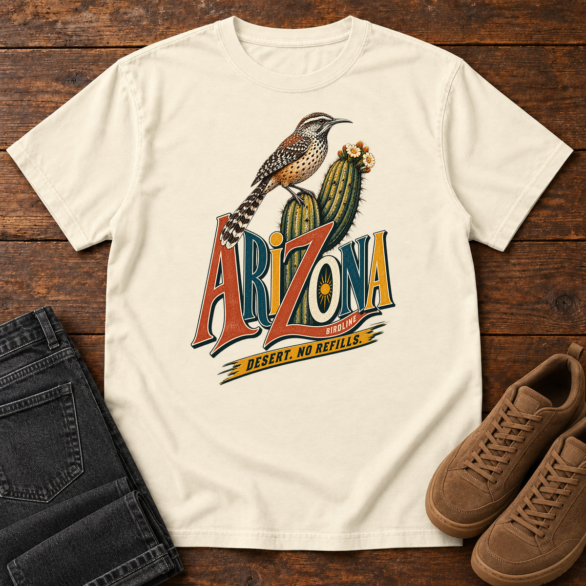 Arizona Desert No Refills T-Shirt in Ivory
