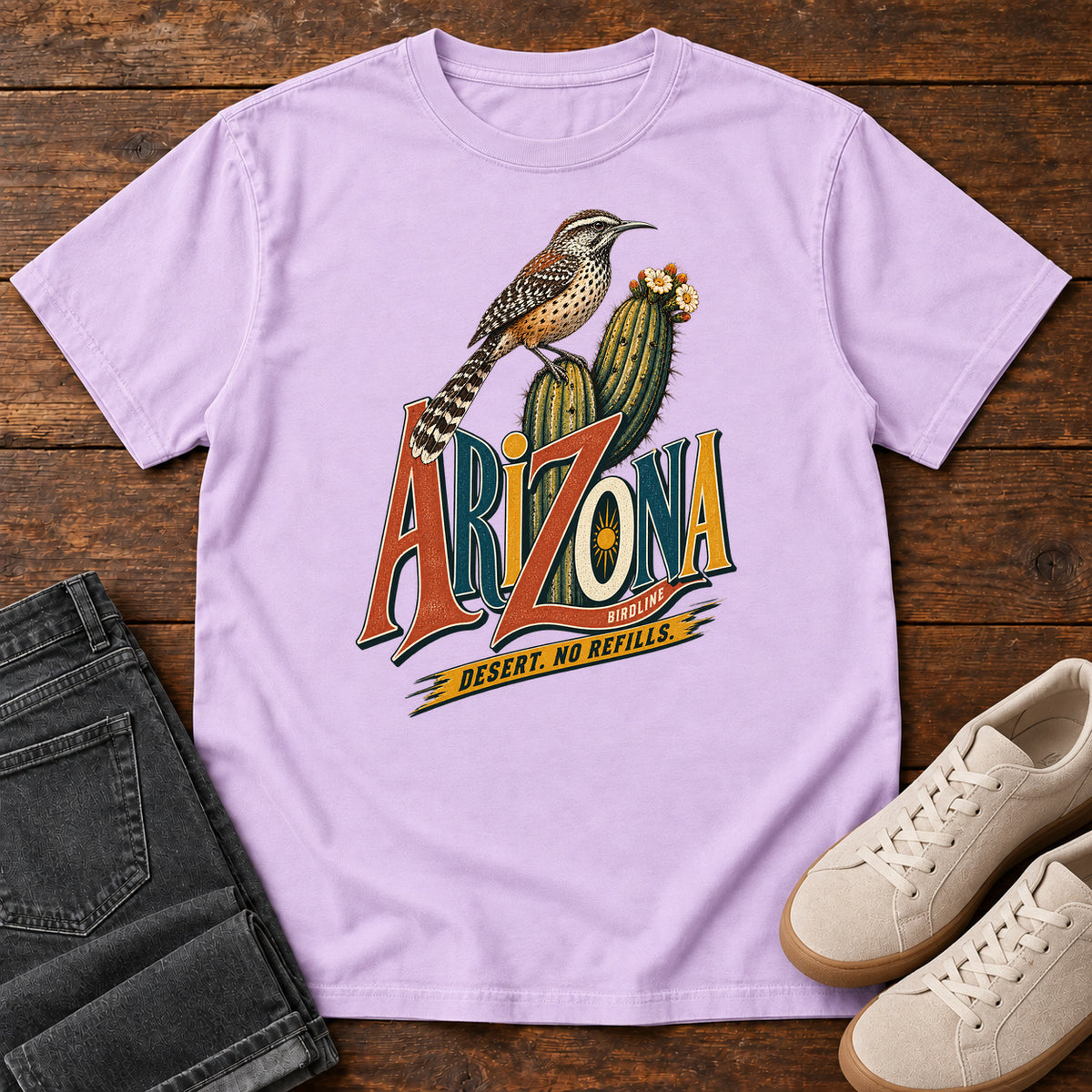 Arizona Desert No Refills T-Shirt in Orchid