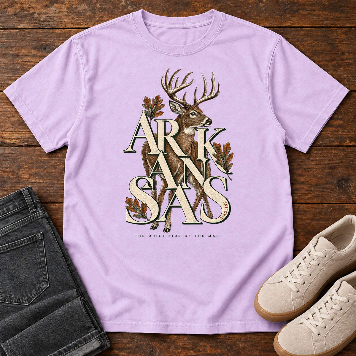 Arkansas the Quiet Side Deer T-Shirt in Orchid