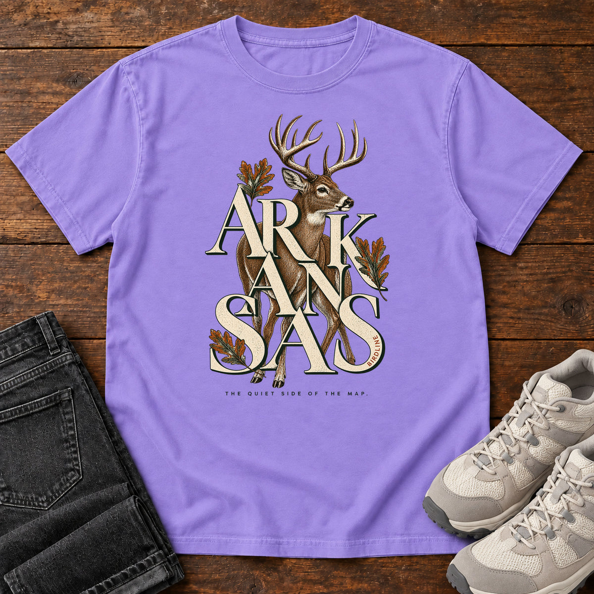 Arkansas the Quiet Side Deer T-Shirt in Violet