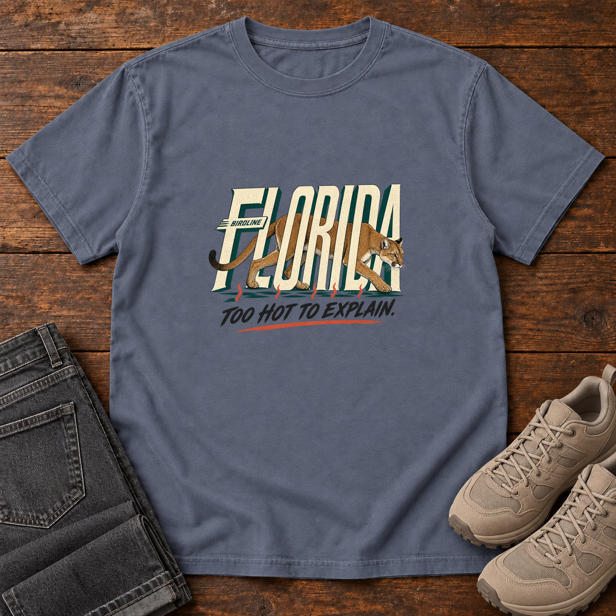 Florida Too Hot to Explain Panther T-Shirt in Denim