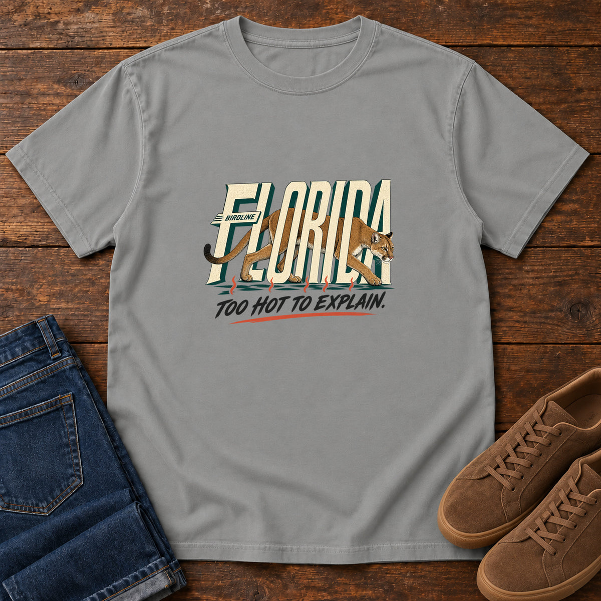 Florida Too Hot to Explain Panther T-Shirt in Grey