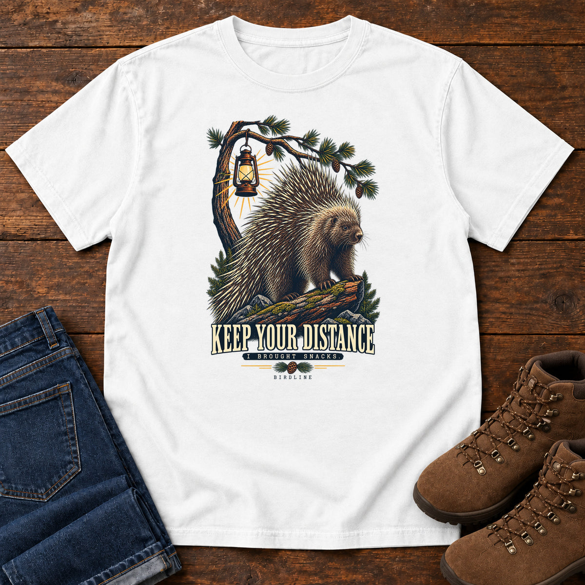 Keep Your Distance I Brought Snacks Porcupine T-Shirt in White