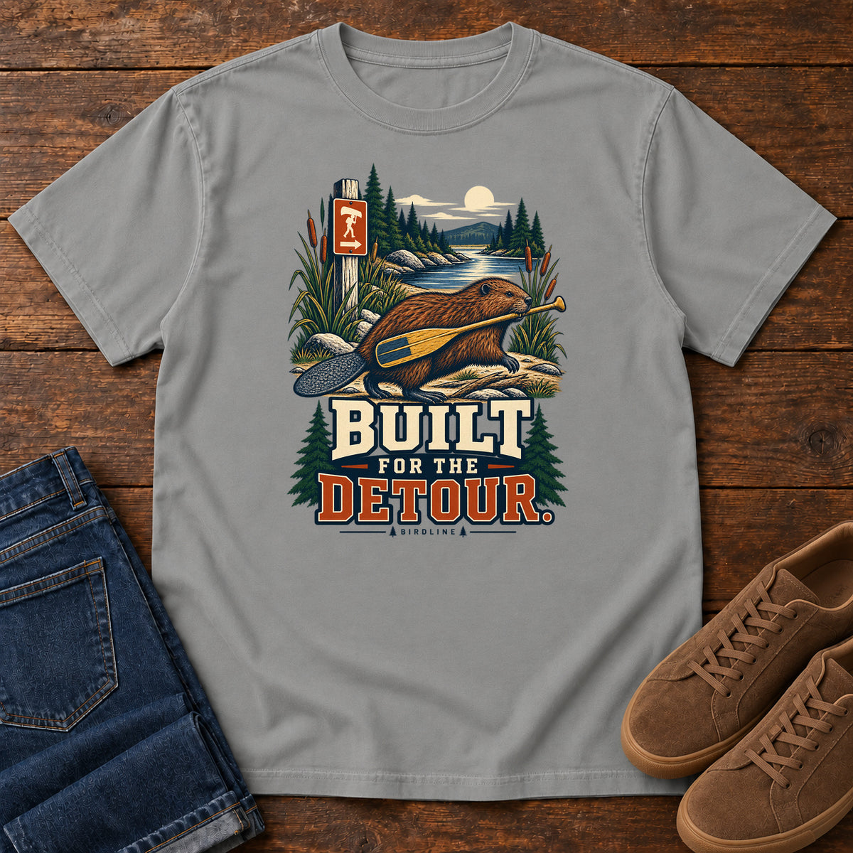 Built for the Detour Beaver T-Shirt in Grey