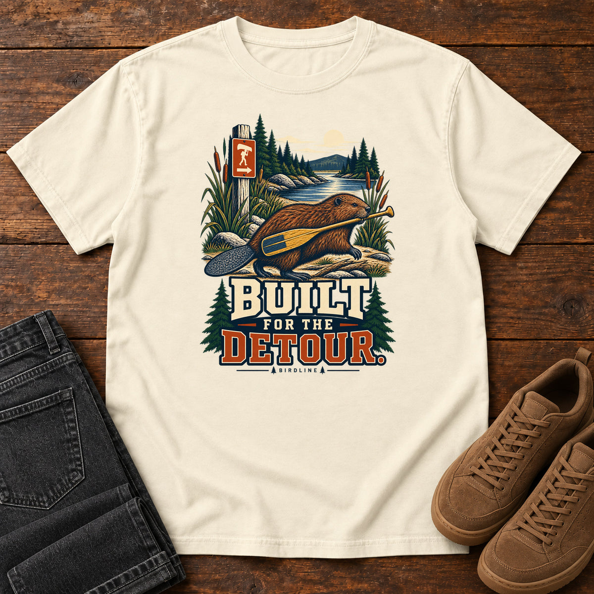 Built for the Detour Beaver T-Shirt in Ivory