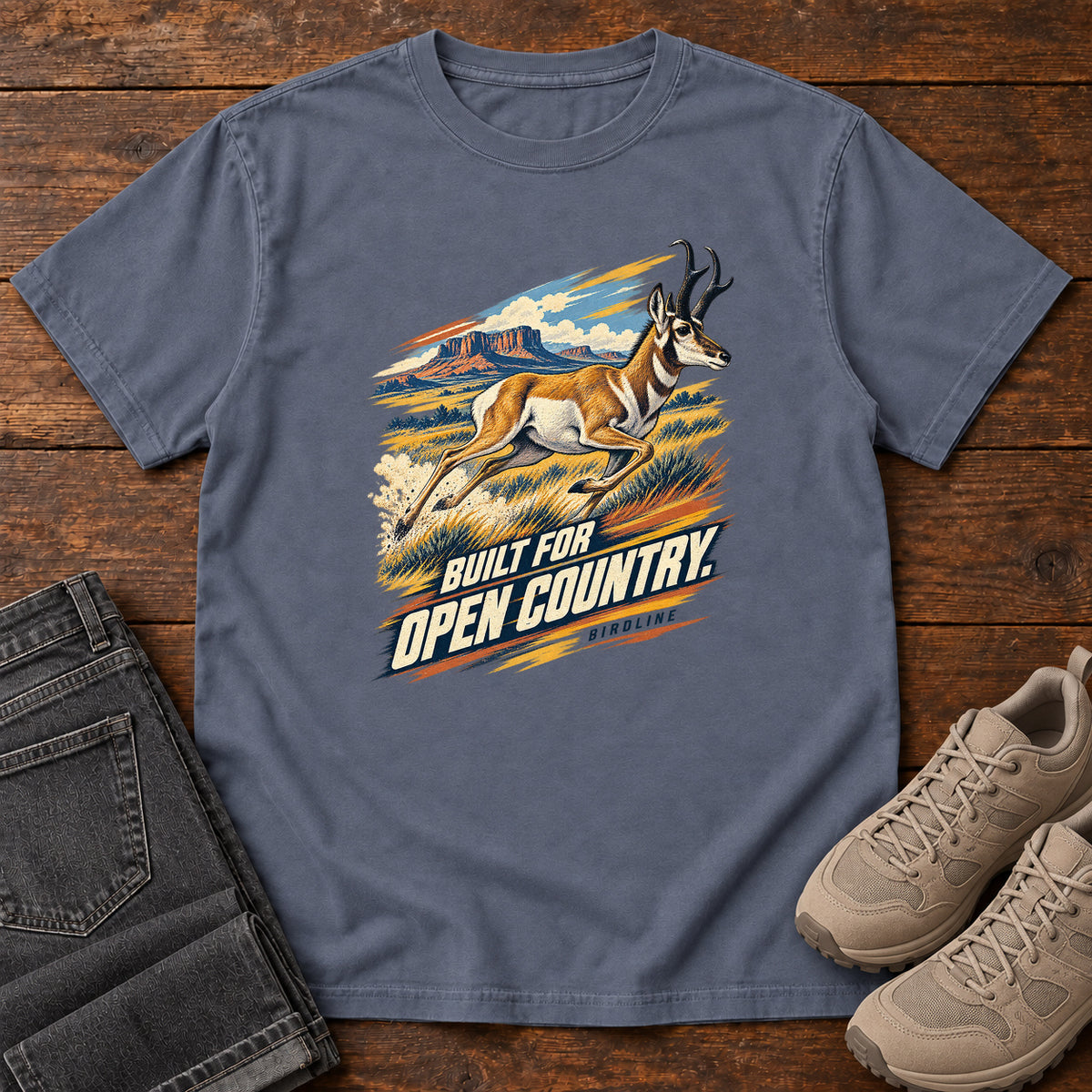 Built for Open Country Pronghorn T-Shirt in Denim