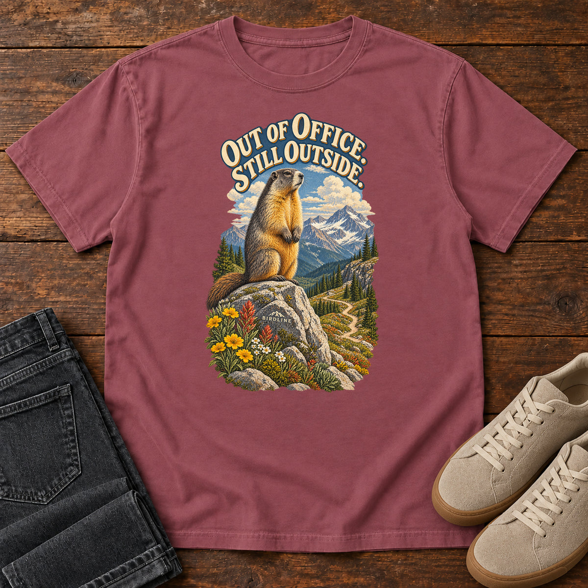 Out of Office Still Outside Marmot T-Shirt in Brick