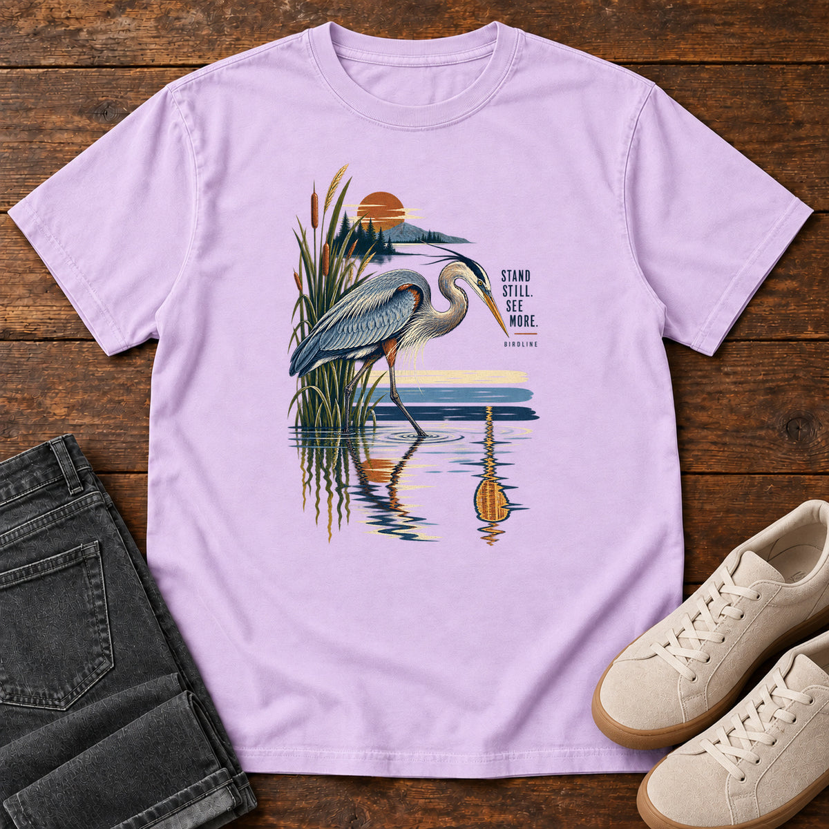 Heron Reflection T-Shirt in Orchid