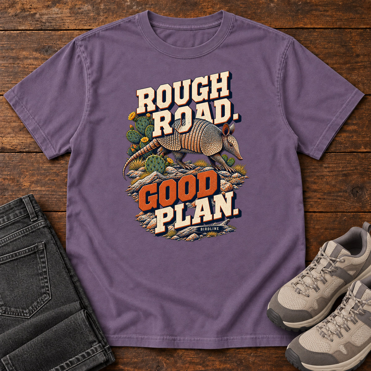Rough Road Good Plan Armadillo T-Shirt in Grape