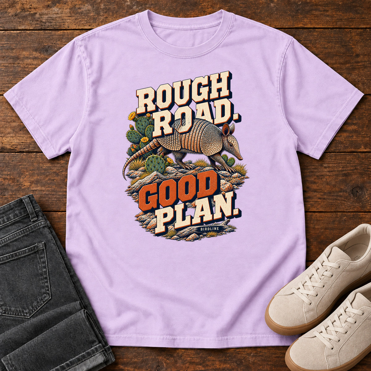 Rough Road Good Plan Armadillo T-Shirt in Orchid