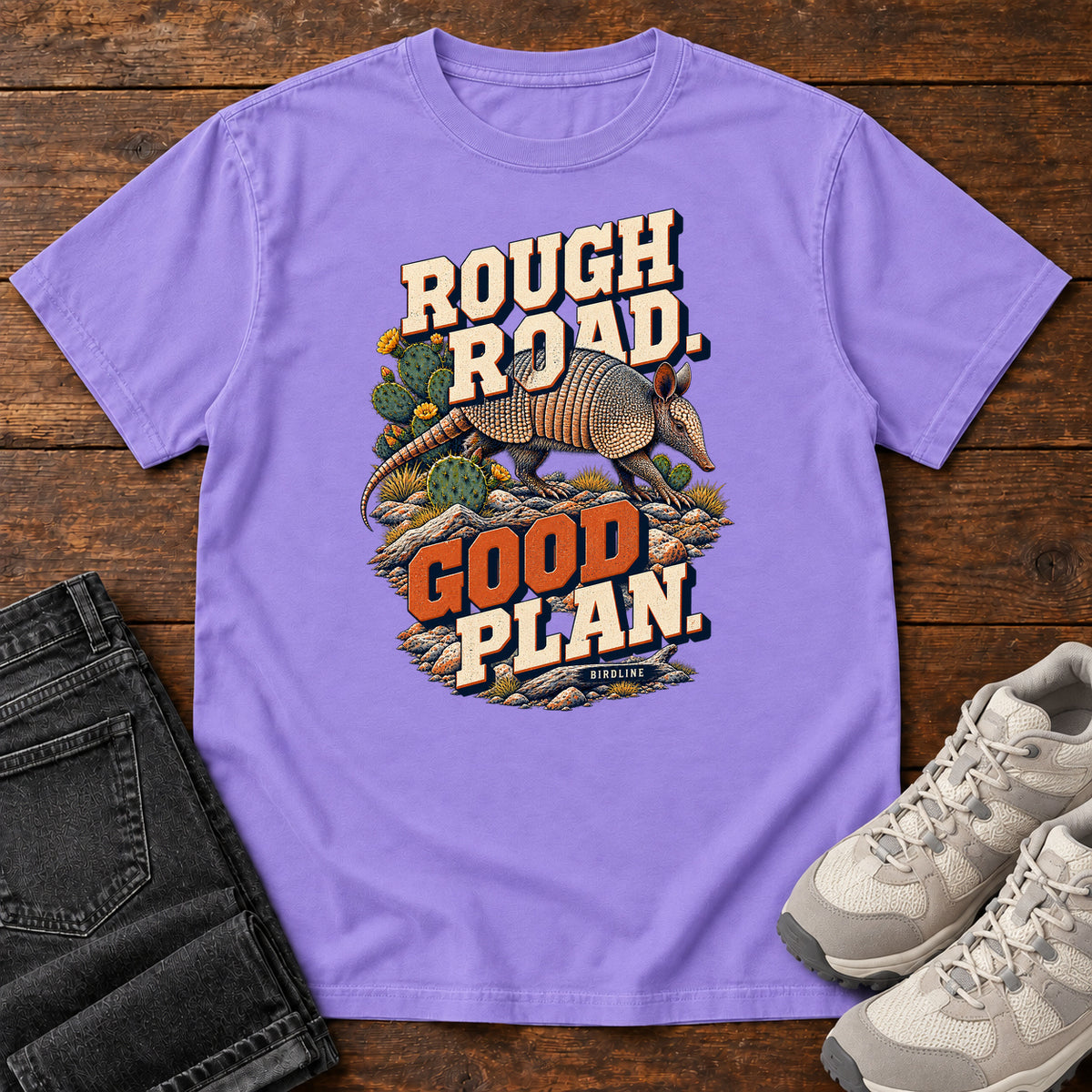 Rough Road Good Plan Armadillo T-Shirt in Violet