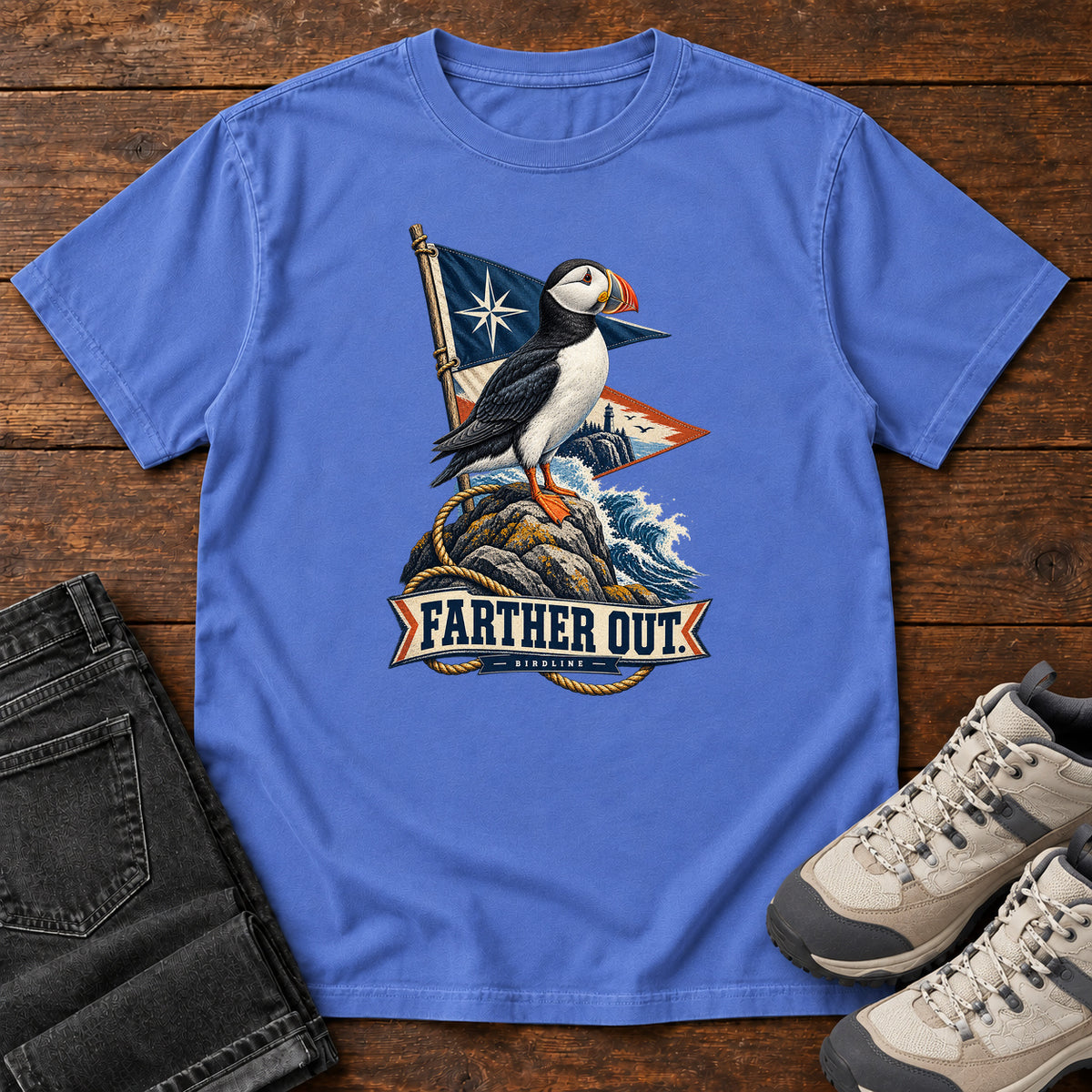 Farther Out Puffin T-Shirt in Mystic Blue