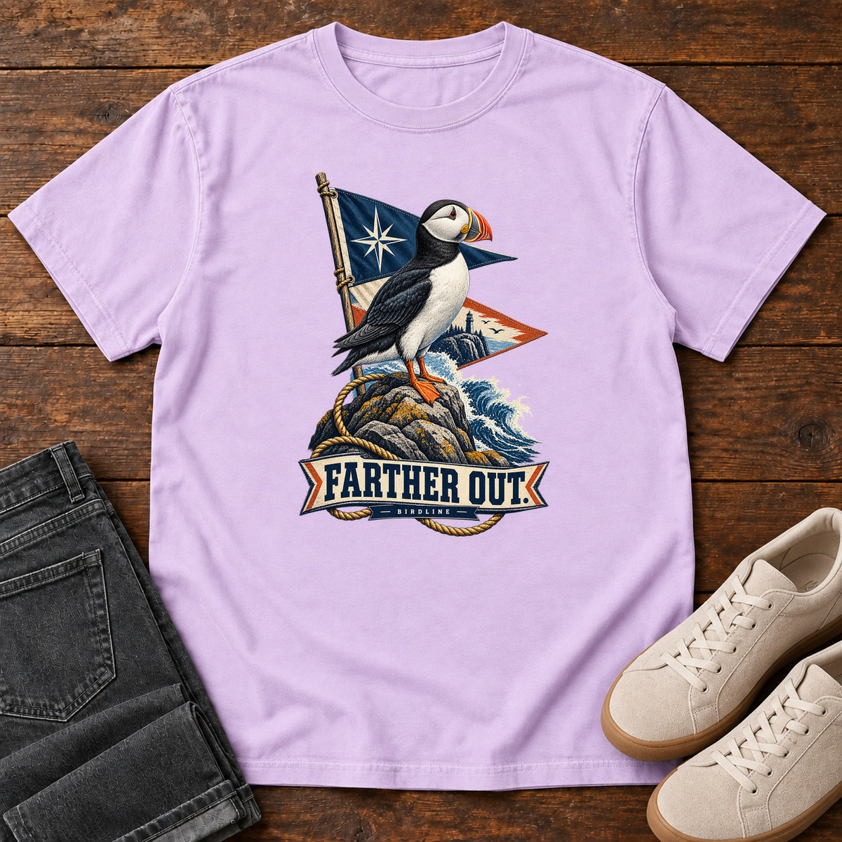Farther Out Puffin T-Shirt in Orchid
