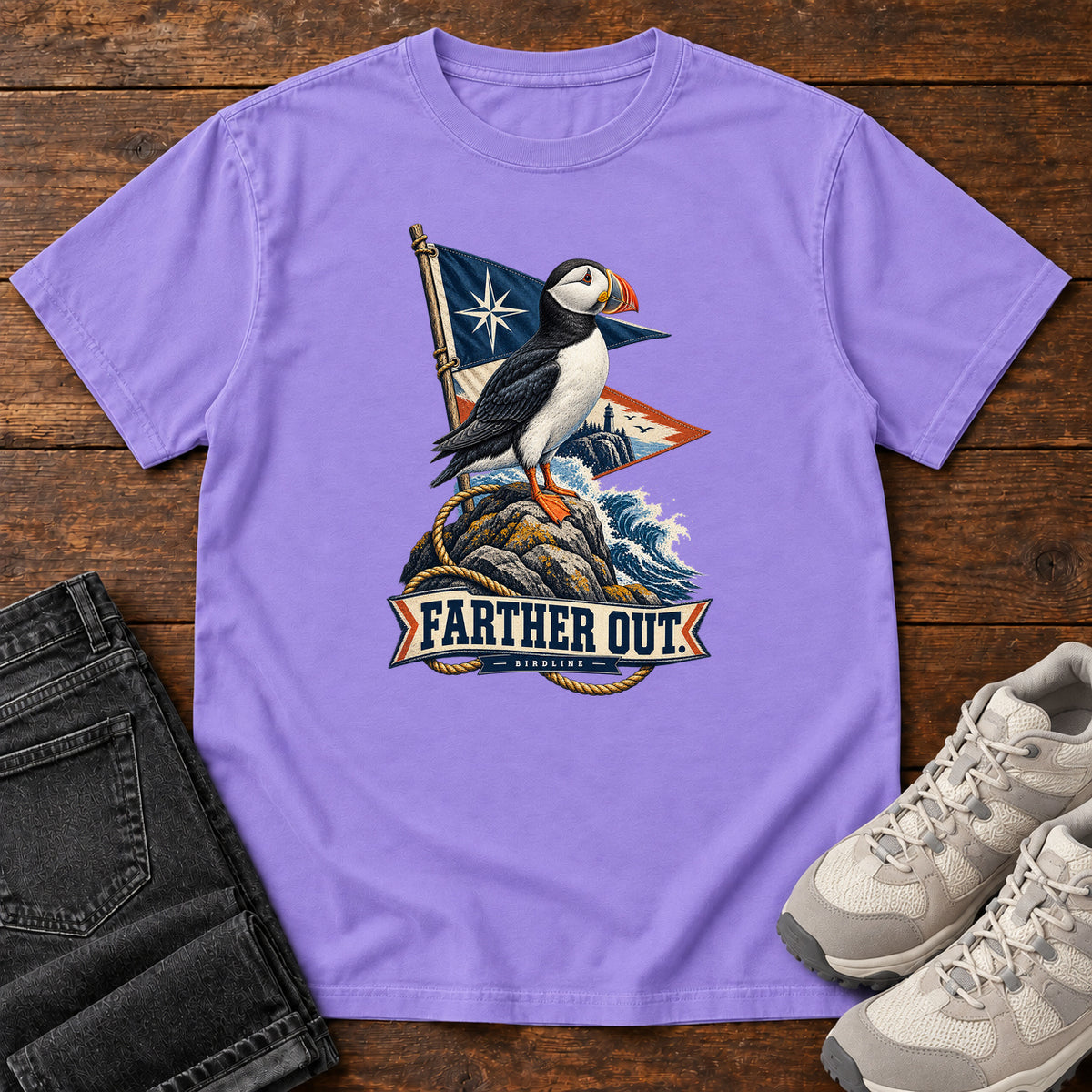 Farther Out Puffin T-Shirt in Violet