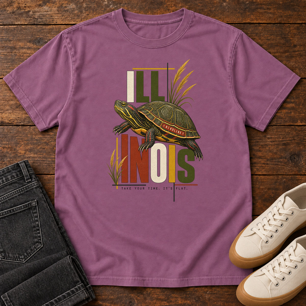 Illinois Take Your Time Turtle T-Shirt in Berry