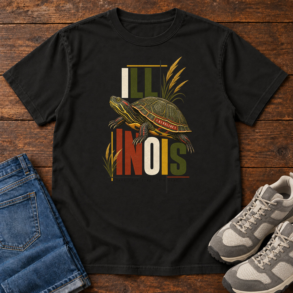 Illinois Take Your Time Turtle T-Shirt in Black