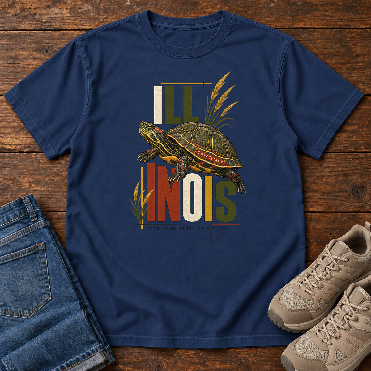 Illinois Take Your Time Turtle T-Shirt in True Navy