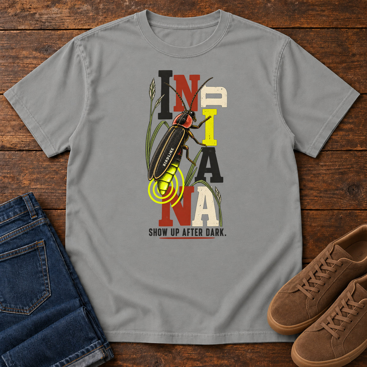 Indiana Show Up After Dark Firefly T-Shirt in Grey