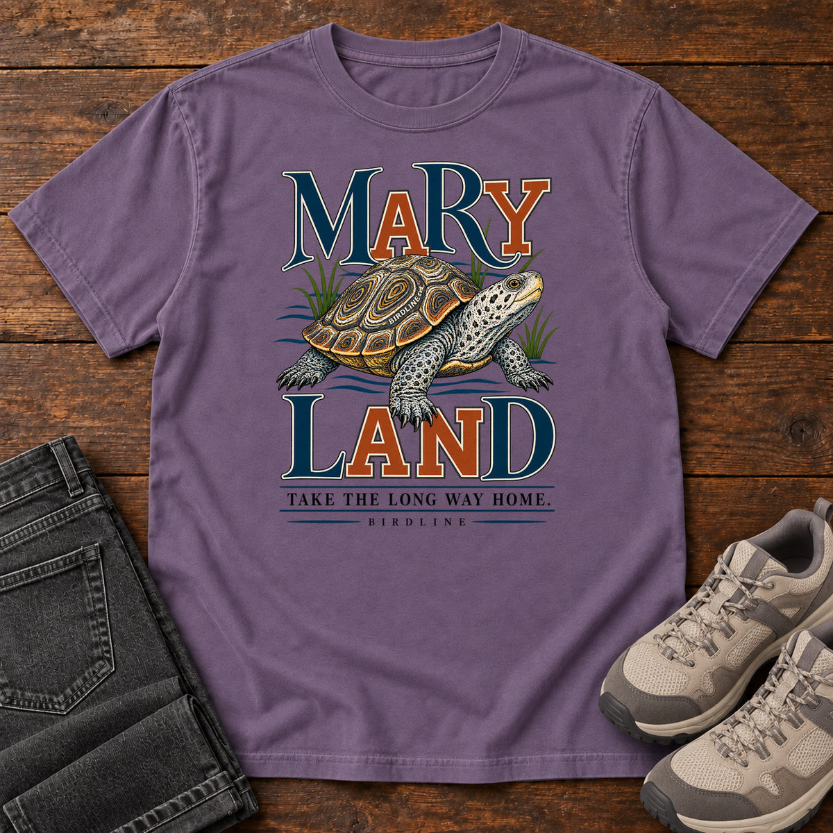 Maryland Take the Long Way Home Turtle T-Shirt in Grape