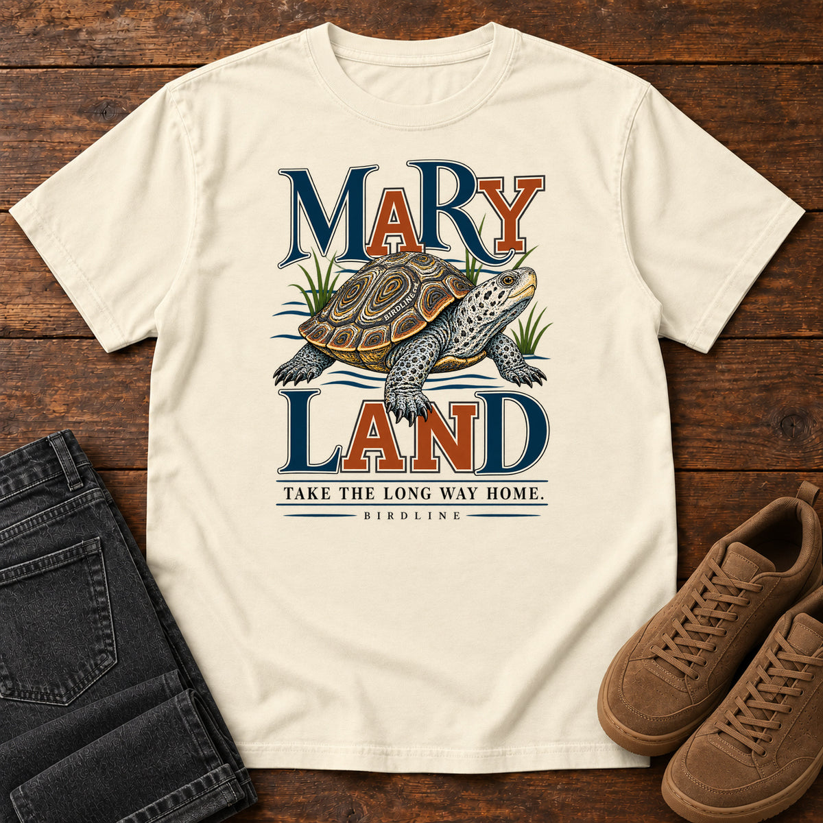 Maryland Take the Long Way Home Turtle T-Shirt in Ivory