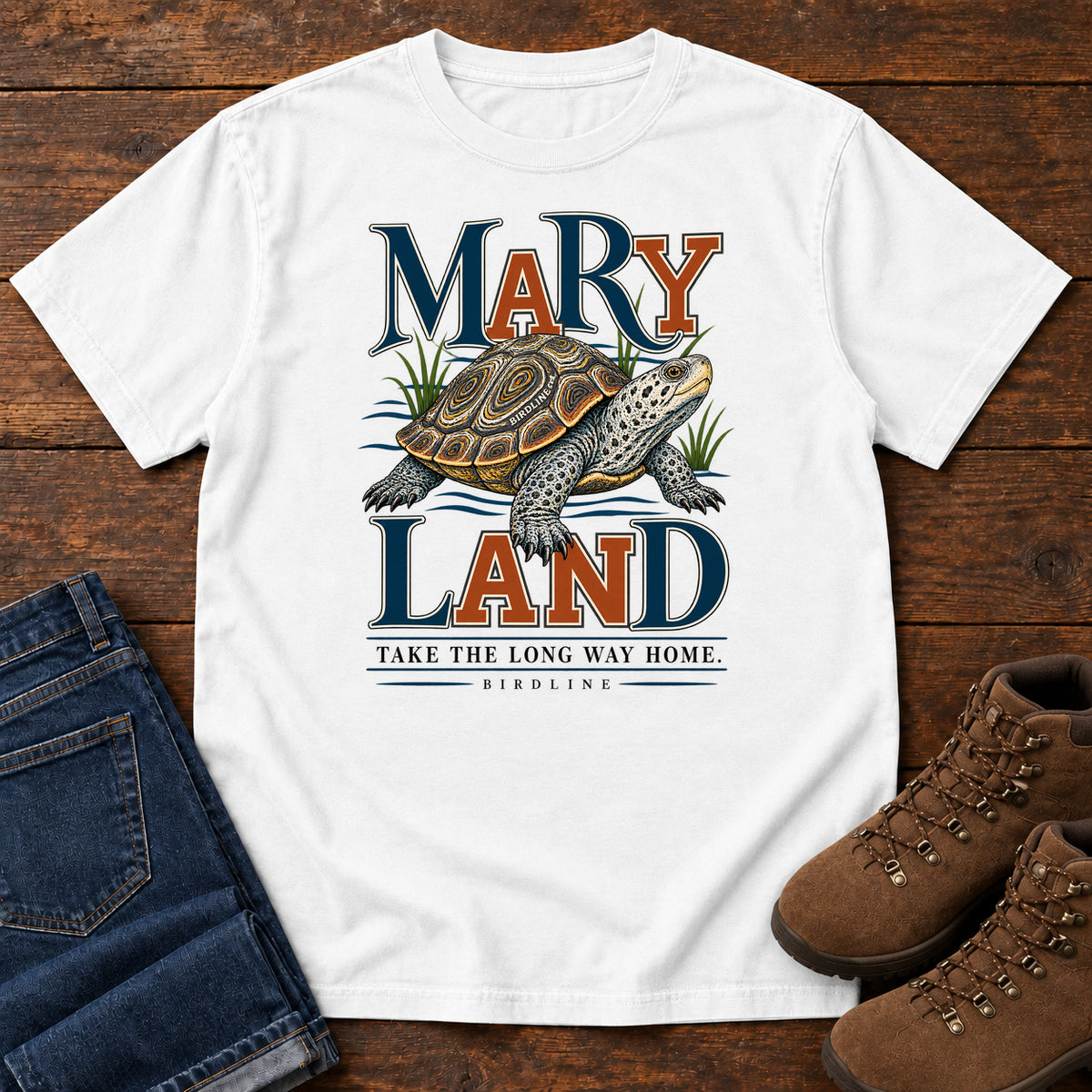 Maryland Take the Long Way Home Turtle T-Shirt in White