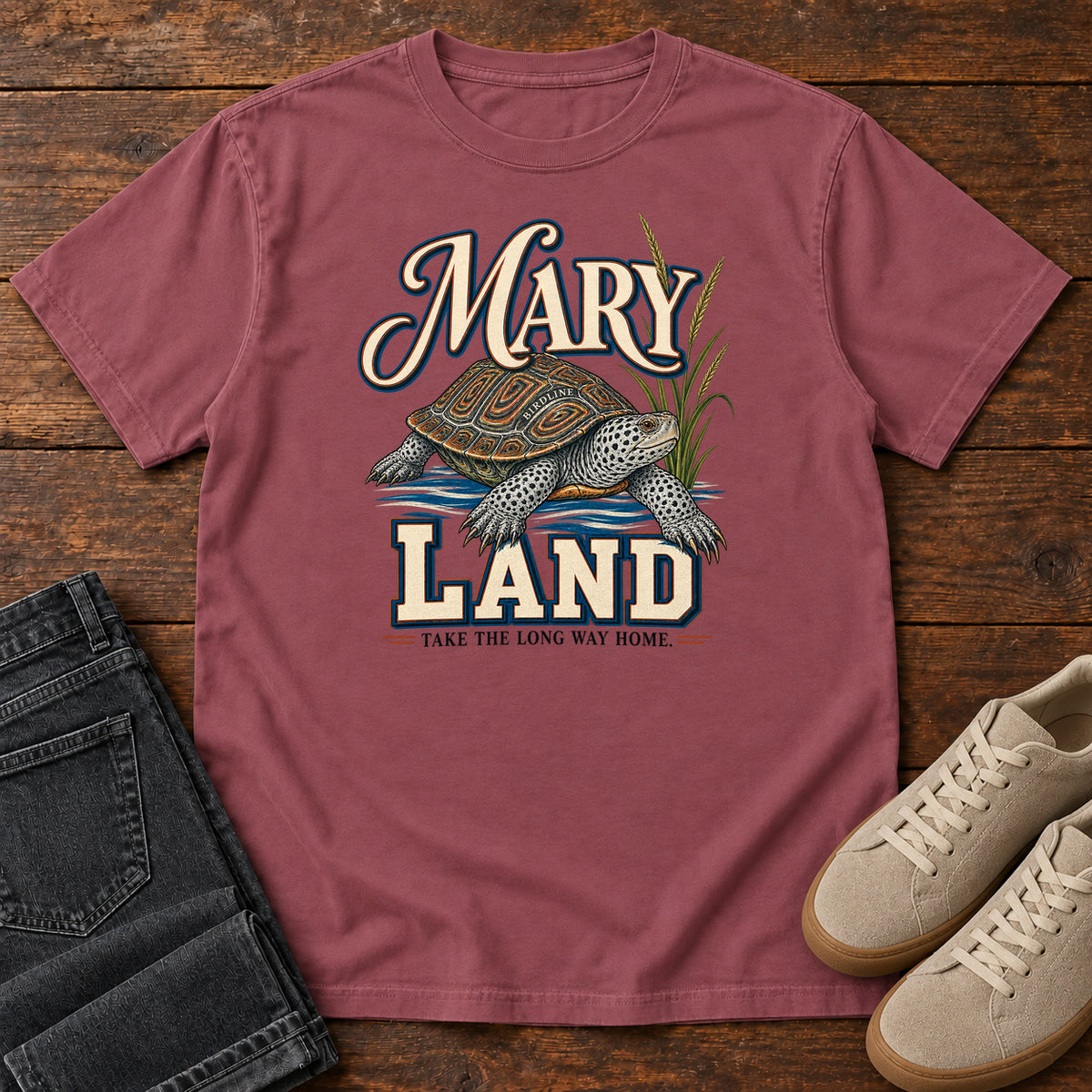 Maryland Take the Long Way Home Turtle Variant T-Shirt in Brick