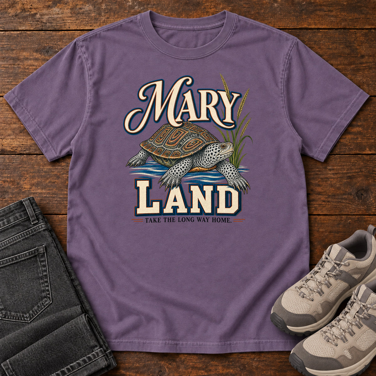 Maryland Take the Long Way Home Turtle Variant T-Shirt in Grape