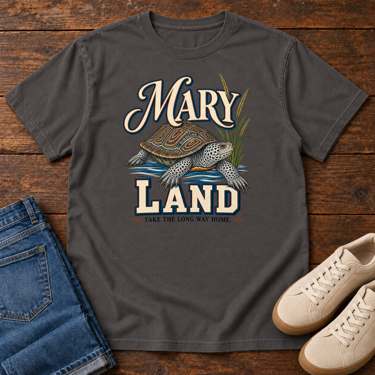 Maryland Take the Long Way Home Turtle Variant T-Shirt in Graphite