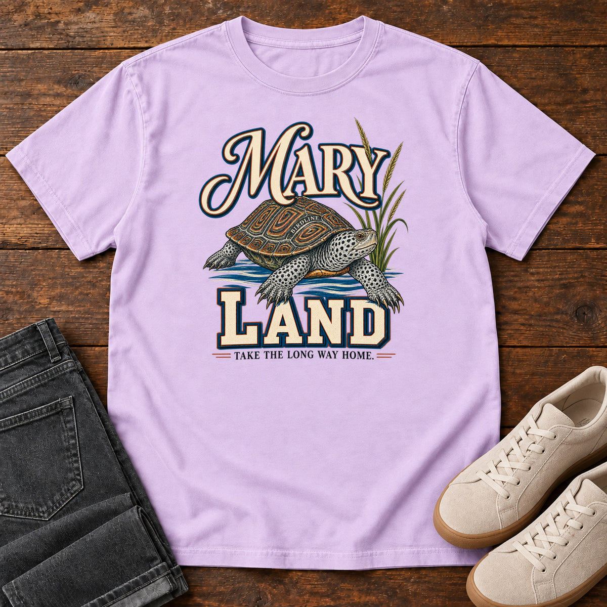 Maryland Take the Long Way Home Turtle Variant T-Shirt in Orchid