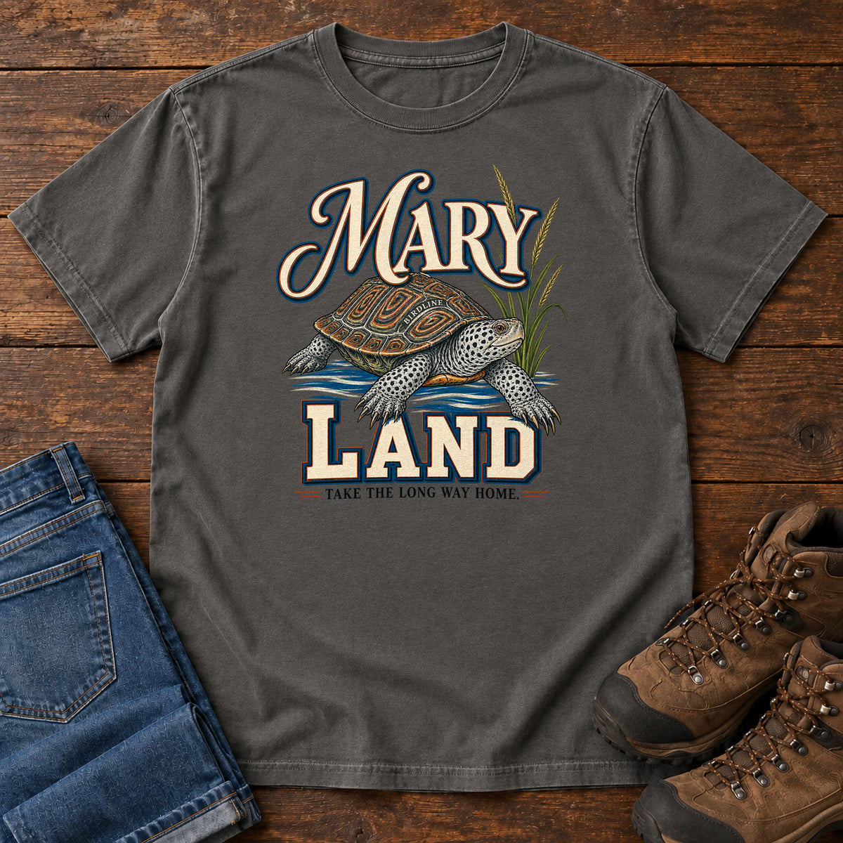 Maryland Take the Long Way Home Turtle Variant T-Shirt in Pepper