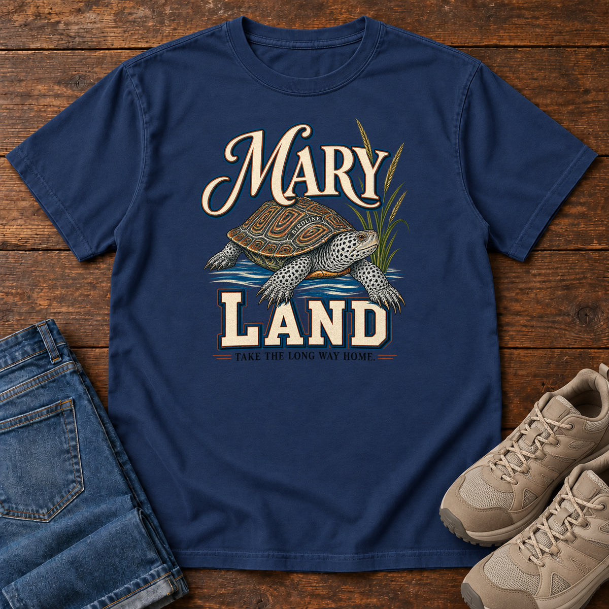 Maryland Take the Long Way Home Turtle Variant T-Shirt in True Navy