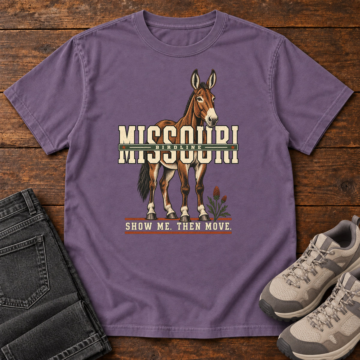 Missouri Show Me Then Move Mule T-Shirt in Grape