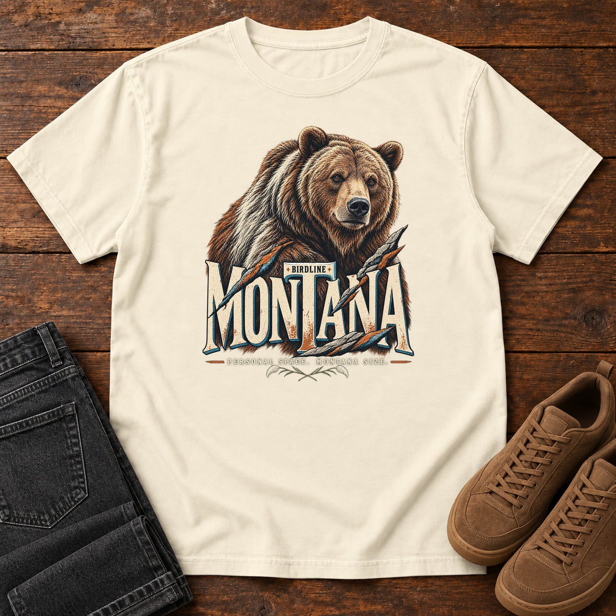 Montana Personal Space Montana Size Bear T-Shirt in Ivory