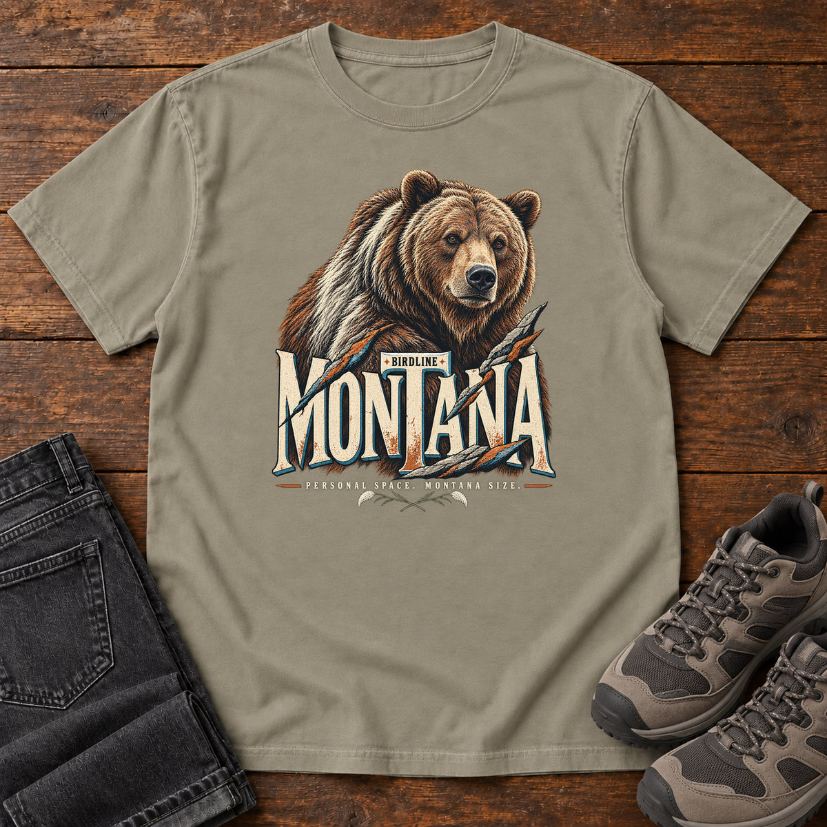 Montana Personal Space Montana Size Bear T-Shirt in Sandstone