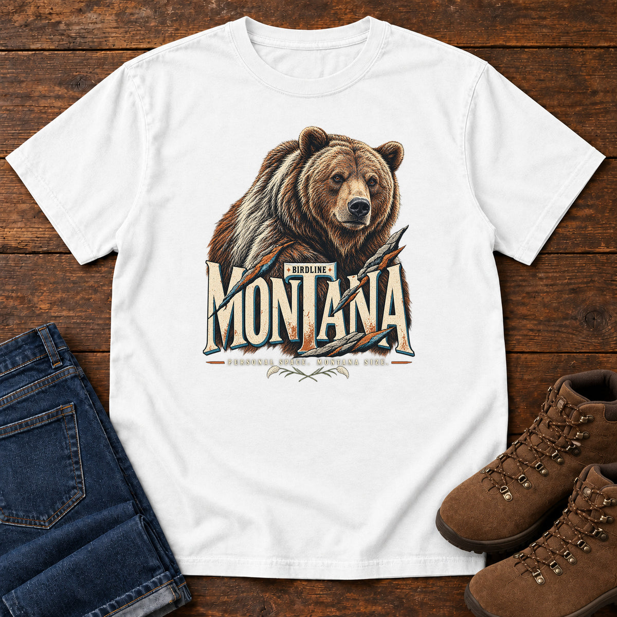 Montana Personal Space Montana Size Bear T-Shirt in White