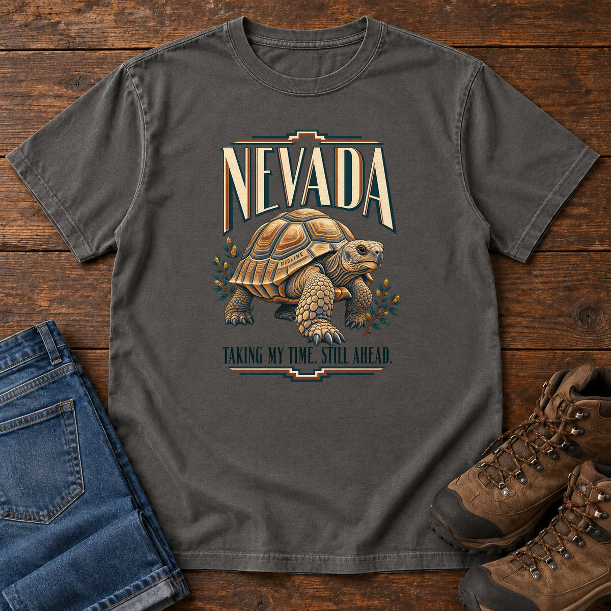 Nevada Taking My Time Still Ahead Tortoise T-Shirt in Pepper
