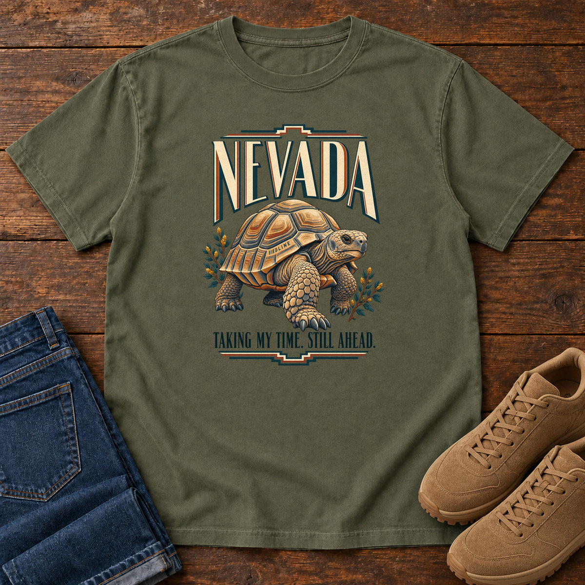 Nevada Taking My Time Still Ahead Tortoise T-Shirt in Sage