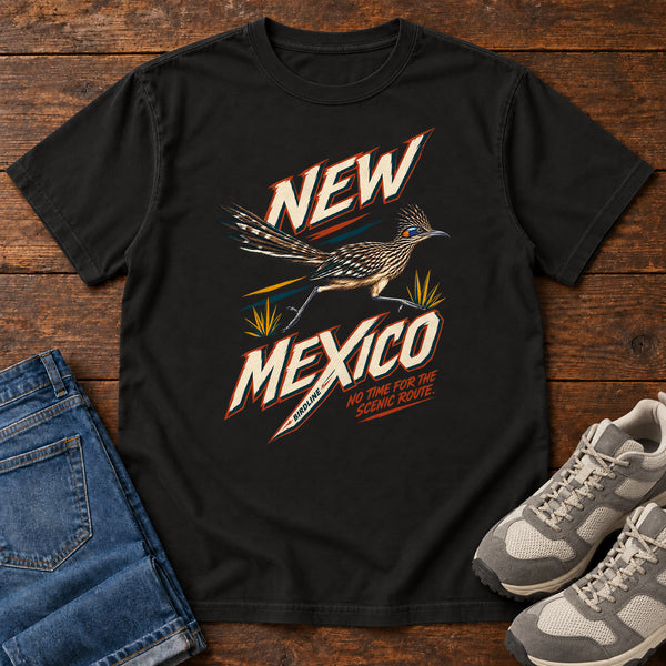 New Mexico No Time for the Scenic Route Roadrunner T-Shirt, alternate view
