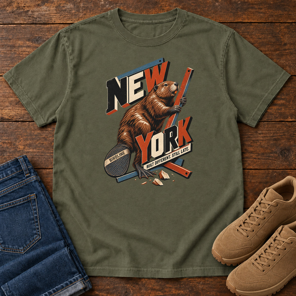 New York Built Different Still Late Beaver T-Shirt in Sage
