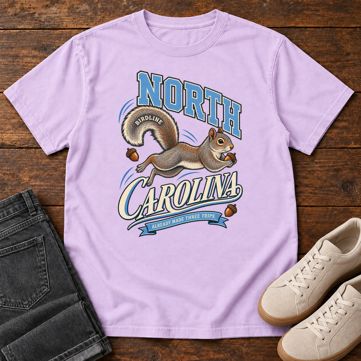 North Carolina Already Made Three Trips Squirrel T-Shirt in Orchid
