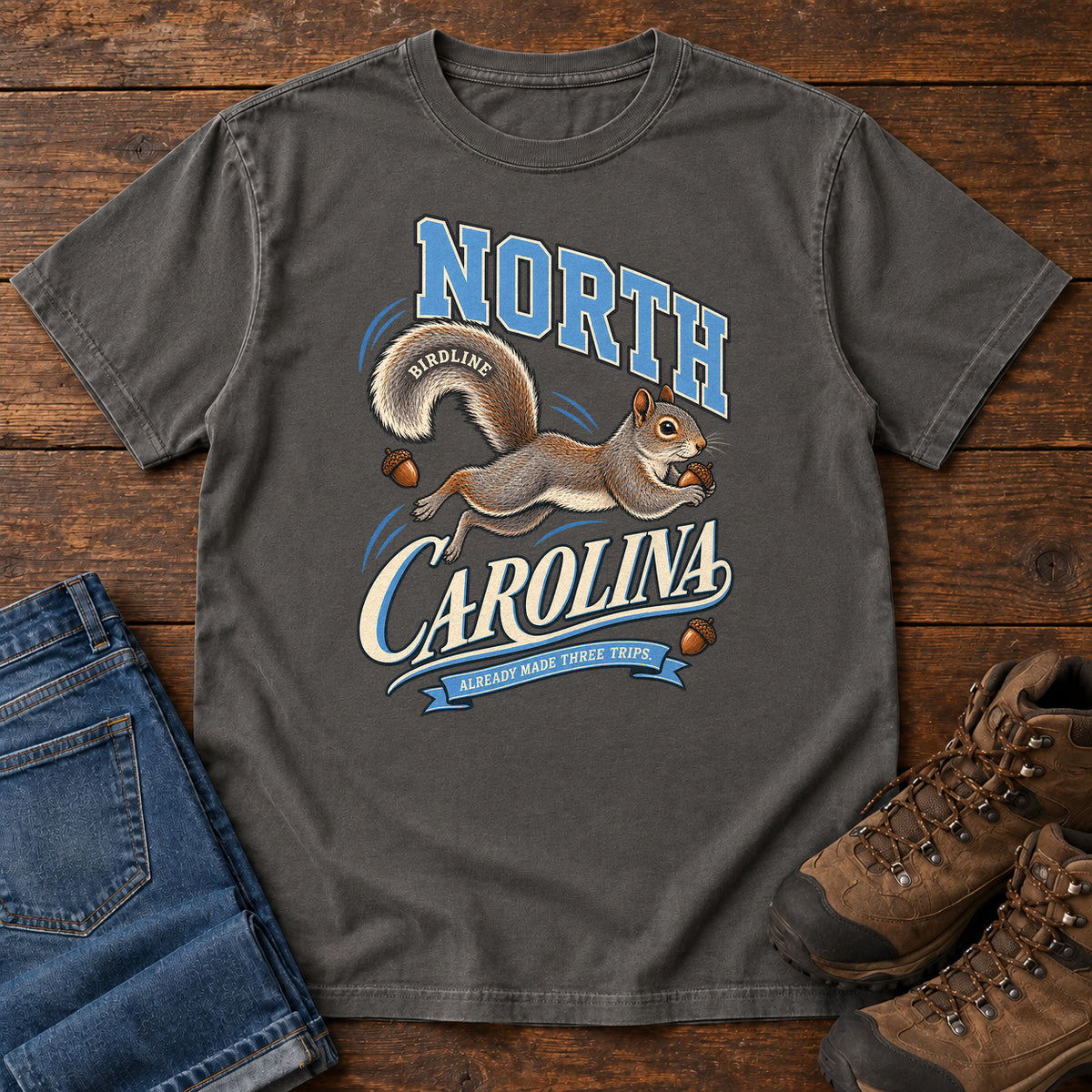 North Carolina Already Made Three Trips Squirrel T-Shirt in Pepper