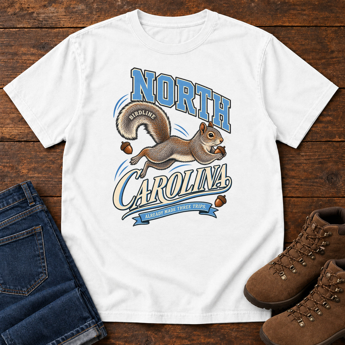 North Carolina Already Made Three Trips Squirrel T-Shirt in White