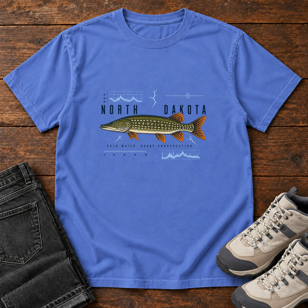North Dakota Field Notes Sport Confused Pike T-Shirt in Mystic Blue