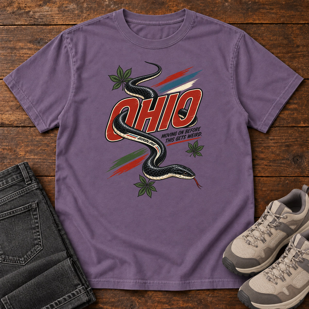Ohio Moving on Before This Gets Weird Snake T-Shirt in Grape