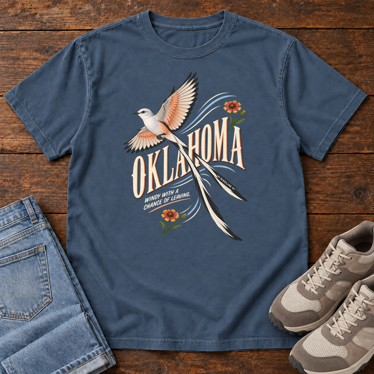 Oklahoma Wind with a Chance of Leaving Scissortail T-Shirt in Midnight